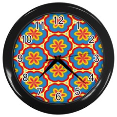 Floral Pattern Wall Clock (black)