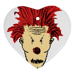 Evil Clown Hand Draw Illustration Heart Ornament