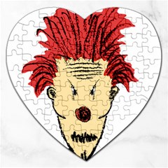 Evil Clown Hand Draw Illustration Jigsaw Puzzle (heart) by dflcprints