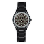 Geometric Grunge Sport Metal Watch (Black) Front