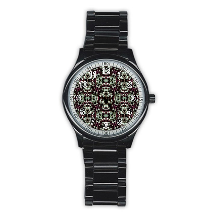 Geometric Grunge Sport Metal Watch (Black)