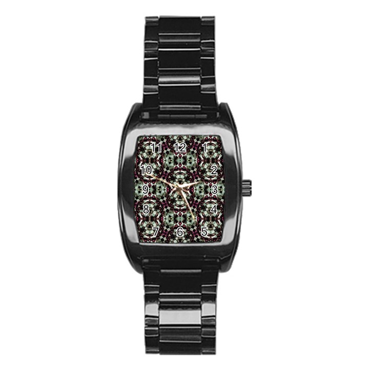 Geometric Grunge Stainless Steel Barrel Watch