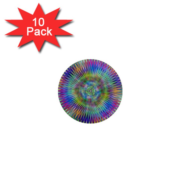 Hypnotic Star Burst Fractal 1  Mini Button Magnet (10 pack)