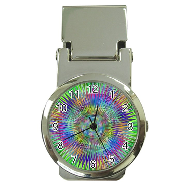 Hypnotic Star Burst Fractal Money Clip with Watch