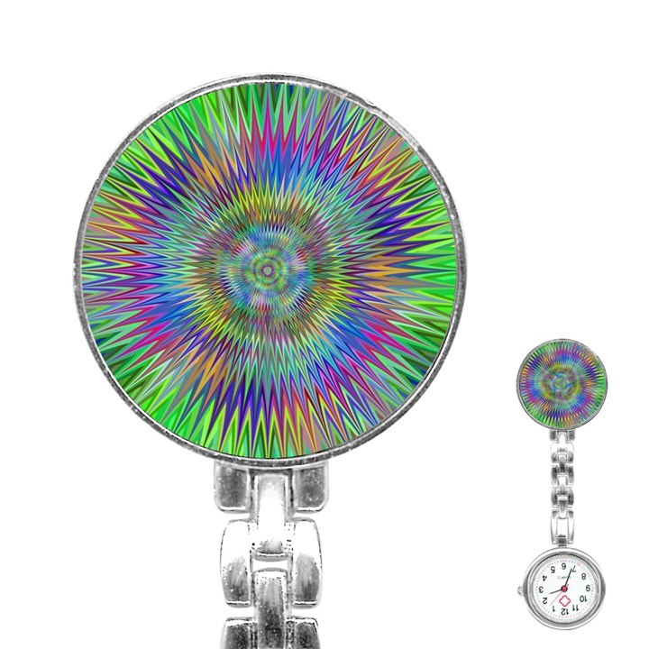 Hypnotic Star Burst Fractal Stainless Steel Nurses Watch