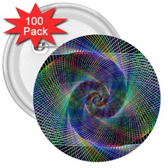 Psychedelic Spiral 3  Button (100 Pack)