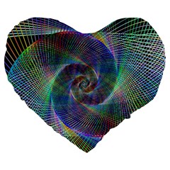 Psychedelic Spiral Large 19  Premium Heart Shape Cushion