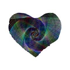 Psychedelic Spiral Standard 16  Premium Flano Heart Shape Cushion 