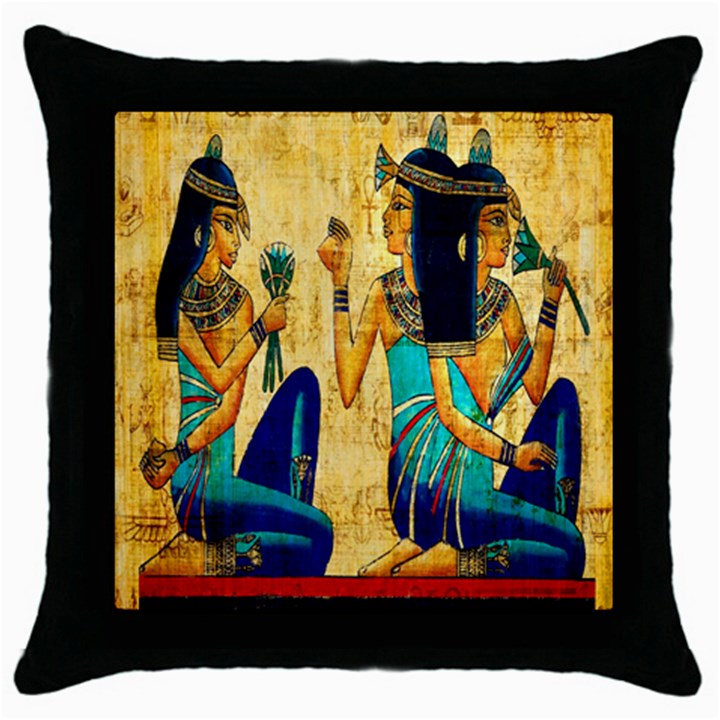 Egyptian Queens Black Throw Pillow Case