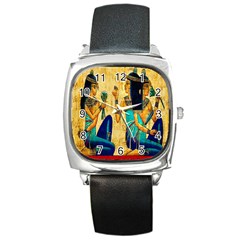 Egyptian Queens Square Leather Watch