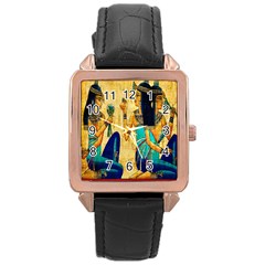 Egyptian Queens Rose Gold Leather Watch  by TheWowFactor