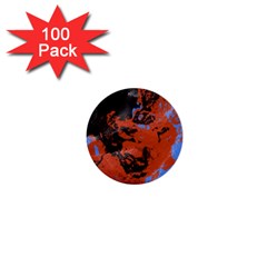 Orange Blue Black Texture 1  Mini Button (100 Pack)  by LalyLauraFLM