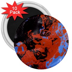 Orange Blue Black Texture 3  Magnet (10 Pack)