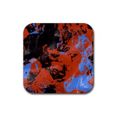 Orange Blue Black Texture Rubber Coaster (square)