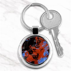 Orange Blue Black Texture Key Chain (round)