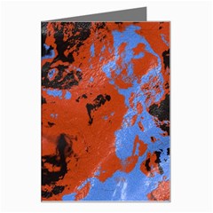 Orange Blue Black Texture Greeting Card