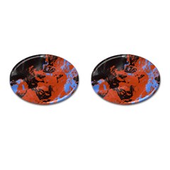 Orange Blue Black Texture Cufflinks (oval)