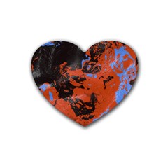 Orange Blue Black Texture Heart Coaster (4 Pack)