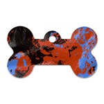 Orange blue black texture Dog Tag Bone (One Side) Front