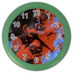 Orange Blue Black Texture Color Wall Clock by LalyLauraFLM