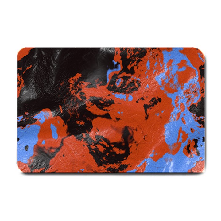 Orange blue black texture Small Doormat