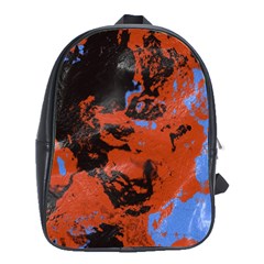 Orange Blue Black Texture School Bag (large)