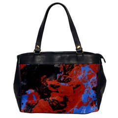 Orange Blue Black Texture Oversize Office Handbag (one Side)