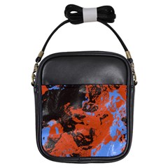 Orange Blue Black Texture Girls Sling Bag