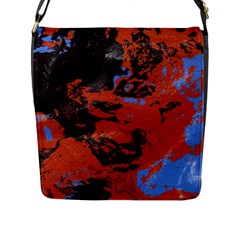 Orange Blue Black Texture Flap Closure Messenger Bag (large)