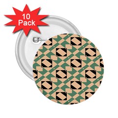 Brown Green Rectangles Pattern 2 25  Button (10 Pack)