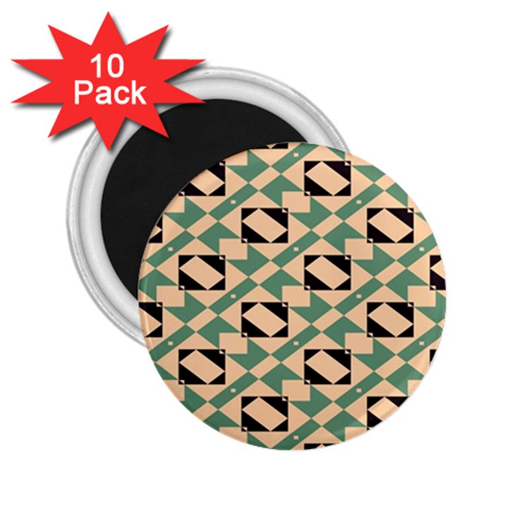 Brown green rectangles pattern 2.25  Magnet (10 pack)