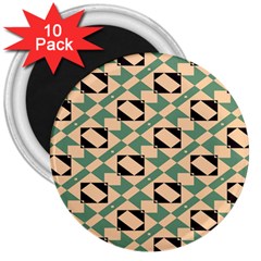 Brown Green Rectangles Pattern 3  Magnet (10 Pack) by LalyLauraFLM