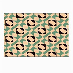 Brown Green Rectangles Pattern Postcards 5  X 7  (pkg Of 10) by LalyLauraFLM