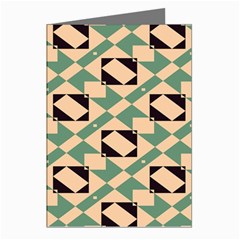 Brown Green Rectangles Pattern Greeting Cards (pkg Of 8) by LalyLauraFLM