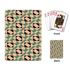 Brown Green Rectangles Pattern Playing Cards Single Design by LalyLauraFLM