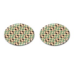 Brown Green Rectangles Pattern Cufflinks (oval)