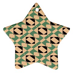 Brown Green Rectangles Pattern Star Ornament (two Sides)