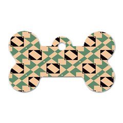 Brown Green Rectangles Pattern Dog Tag Bone (one Side) by LalyLauraFLM