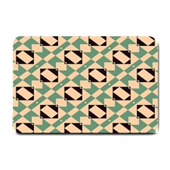 Brown Green Rectangles Pattern Small Doormat