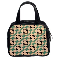 Brown Green Rectangles Pattern Classic Handbag (two Sides)