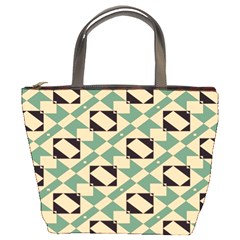 Brown Green Rectangles Pattern Bucket Bag