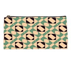 Brown Green Rectangles Pattern Pencil Case by LalyLauraFLM