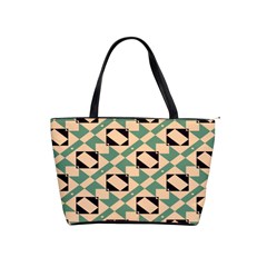 Brown Green Rectangles Pattern Classic Shoulder Handbag