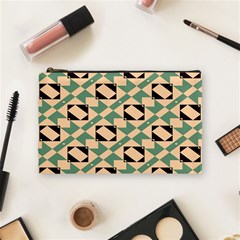 Brown Green Rectangles Pattern Cosmetic Bag (medium)