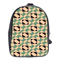 Brown Green Rectangles Pattern School Bag (large)