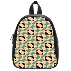 Brown Green Rectangles Pattern School Bag (small)