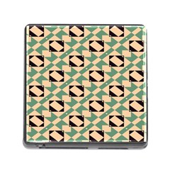 Brown Green Rectangles Pattern Memory Card Reader With Storage (square) by LalyLauraFLM