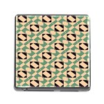 Brown green rectangles pattern Memory Card Reader with Storage (Square) Front