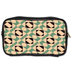 Brown Green Rectangles Pattern Toiletries Bag (one Side)