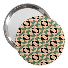 Brown Green Rectangles Pattern 3  Handbag Mirror